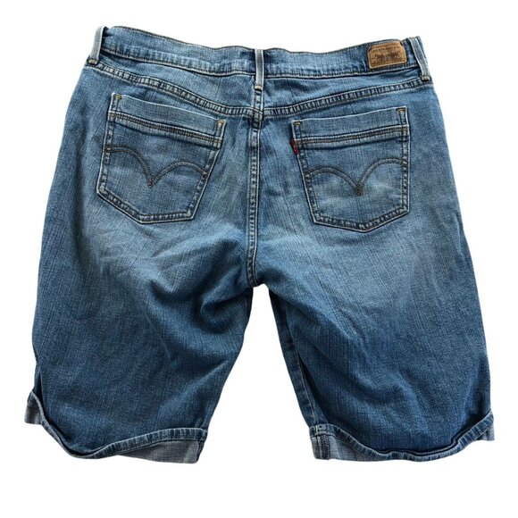 Levis Womens 515 Bermuda Jean Shorts Size 12 Blue Denim Classic Casual Cuffed - Picture 2 of 15